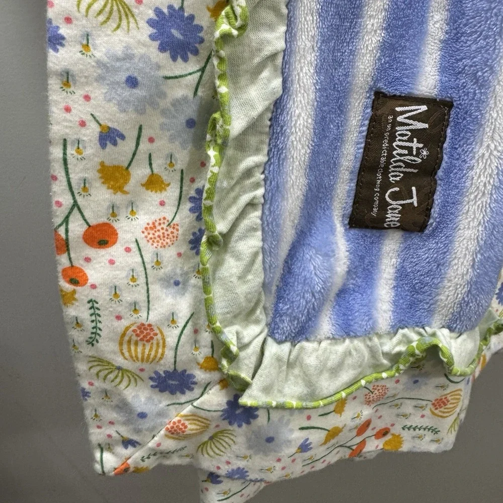 Matilda Jane Throw Blanket Botanical Striped Fleece Ruffle Floral 60